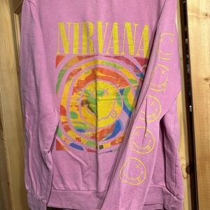NIRVANA Pink Smiley Face Sweatshirt